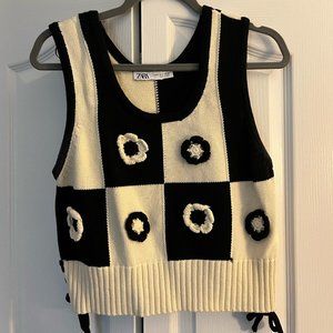 Zara sweater tank with flowers